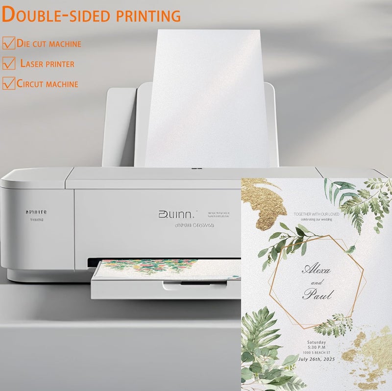 WEKOOSE White Pearl Shimmer Paper Metallic Cardstock, 12" x 12" 20 Sheets 80 lb Cover Stock for Cricut, Invitations Card Making Weddings, Birthdays, DIY Craft - Image 5